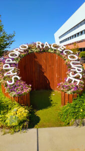 札幌競馬場入口の花装飾